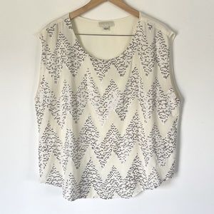 Oversized Cream & Silver Sequin Top (XL)